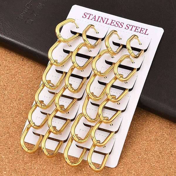 PVD Vacuum Plating 202 Stainless Steel Huggie Oval Hoop Earrings