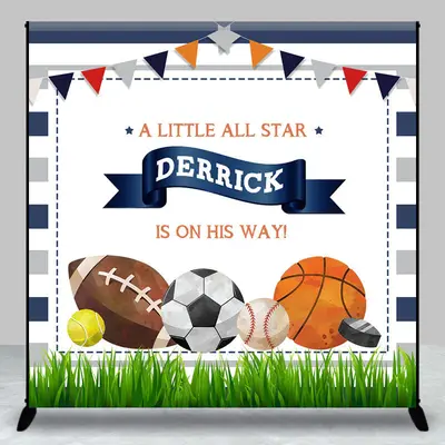 A Little All Star Sports Custom Baby Shower Backdrop