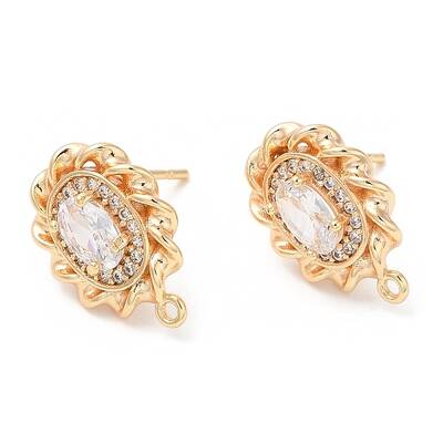 Brass with Glass Stud Earring Findings
