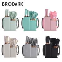 BRODARK 19pcs Silicone Kitchenware Set, Food Grade Silicone Cooking Spoon, Shovel, Cutting Board, EggBeaters, Fruit Knife, Ch...