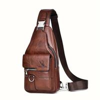 Maxoner Men Women Waterproof PU Leather Sling Bag Crossbody Shoulder Bag Chest Pack Zip for Sport Hiking Walking Durable Comp...