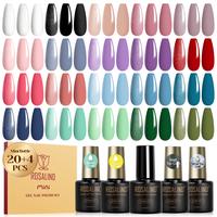 ROSALIND Mini Bottle Gel Nail Polish Set 24 PCS Summer Series Classic Colorful Gel Polish with Base Coat Glossy Matte Glitter...