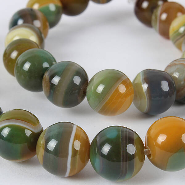 Natural Striped Agate/Banded Agate Round Bead Strands