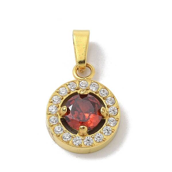 Ion Plating(IP) 304 Stainless Steel Micro Pave Cubic Zirconia Pendants