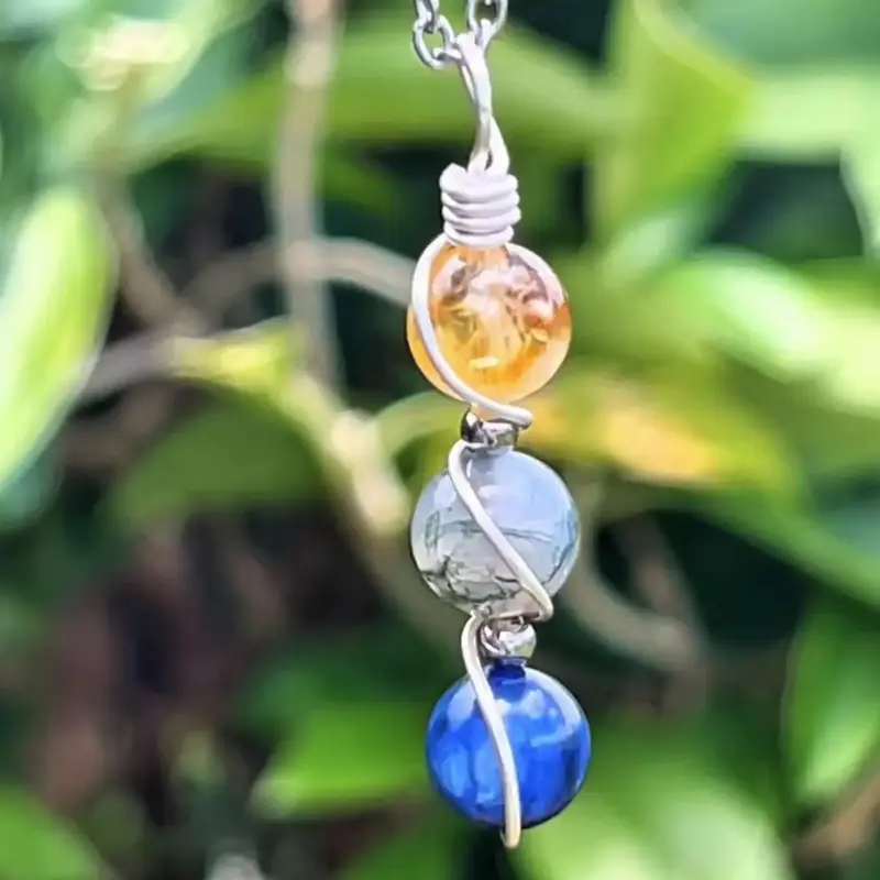 12 Constellations Protect Necklace, Amethyst, Rose, Quartz, Hematite, Steel Wire Wrapped Crystal Healing Gem Necklace, Protec...