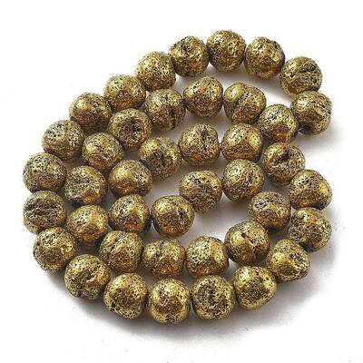 Electroplated Natural Lava Rock Beads Strands