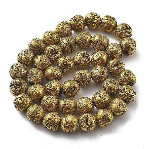 Electroplated Natural Lava Rock Beads Strands
