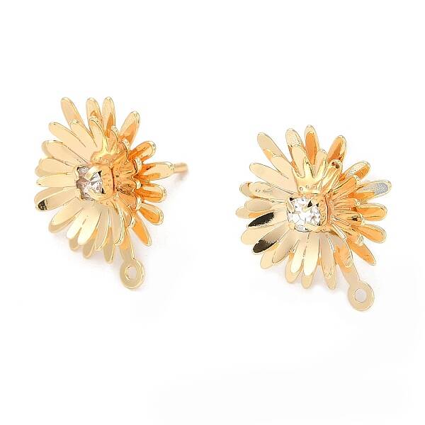 Brass with Glass Stud Earring Findings