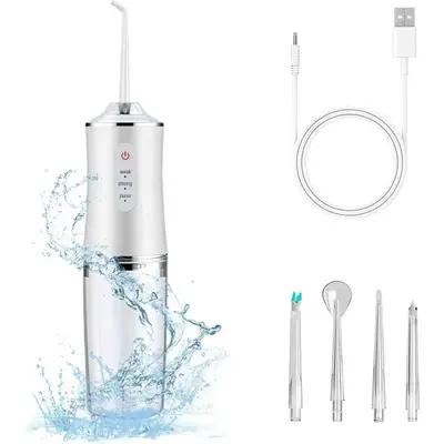 4-Pack Electric Water Flosser with Smart Chip, Portable Oral Irrigator with Detachable Water Tank, USB my  smile  portable  w...