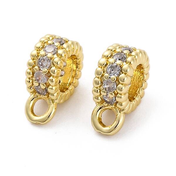 Brass Micro Pave Cubic Zirconia Spacer Beads