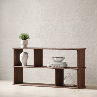 Low bookshelf in red oak