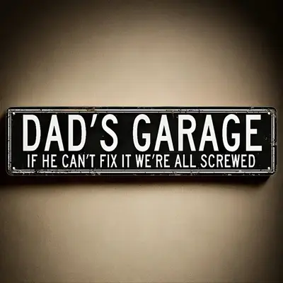 Dad's Garage Metal Tin Sign, Novelty Street Sign, Home Decor, Decorative Plaque, Decorative Wall Sign for Home Farmhouse Gara...