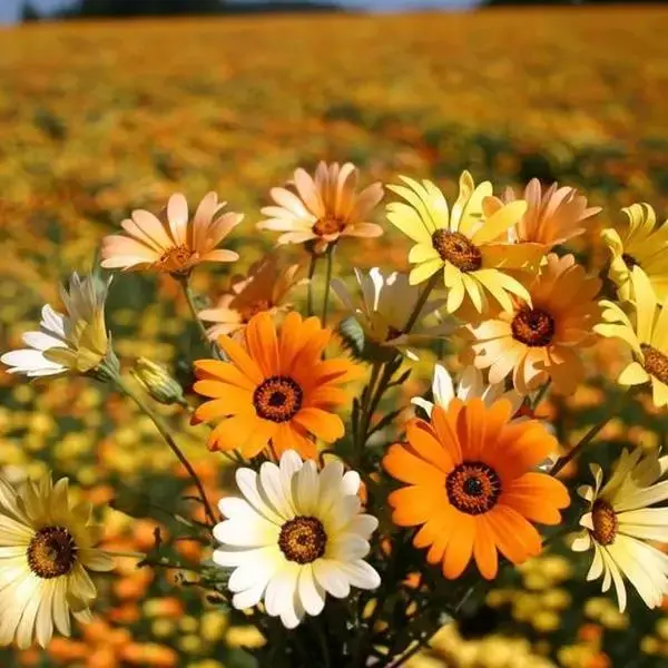 African Mix Daisy Flower Seeds - 50pcs/pack - Cape Marigold Blooms in Vibrant Yellow, Orange, and Apricot Tones