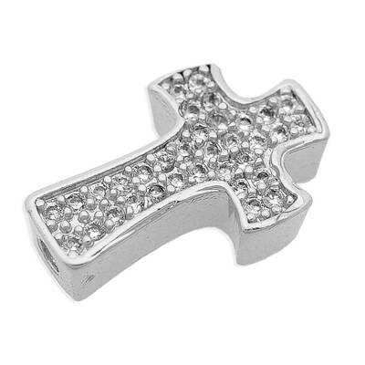 Brass Micro Pave Clear Cubic Zirconia Beads