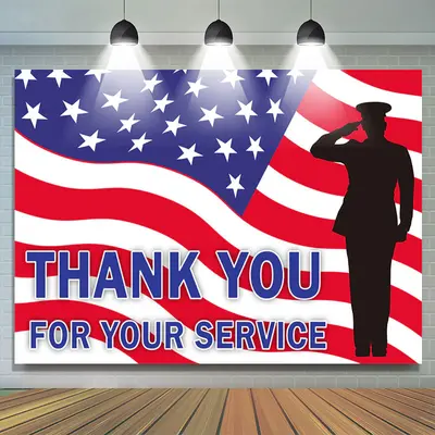 Aperturee American Flag Patriotic Thank You Veterans Backdrop - Aperturee