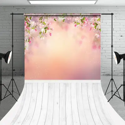Pink Spring Flowers Sweep Backdrop For Photography - Aperturee