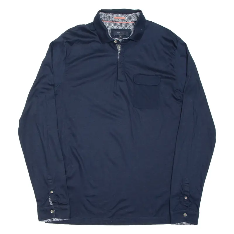 TED BAKER Mens Polo Shirt Blue Long Sleeve XL