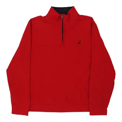 Nautica 1/4 Zip - Large Red Cotton Blend