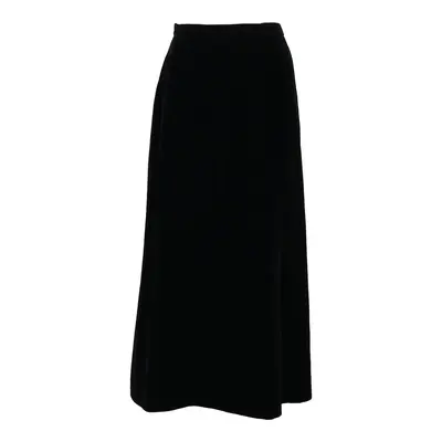 FINAL Womens Straight Skirt Black Long Velvet M