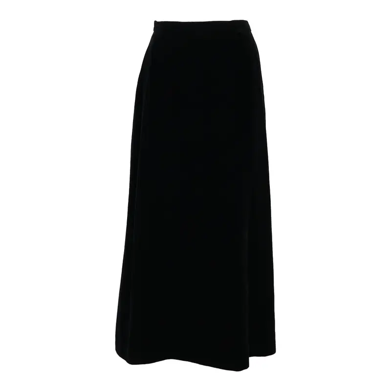 FINAL Womens Straight Skirt Black Long Velvet M