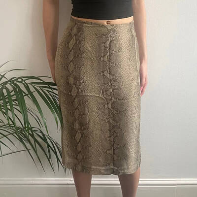 Passport Animal print Midi Skirt - 27W UK 8 Beige Viscose