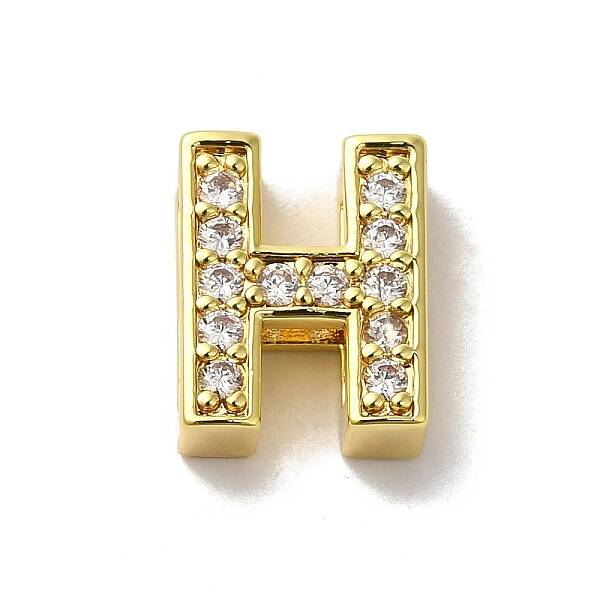 Brass Micro Pave Cubic Zirconia Beads