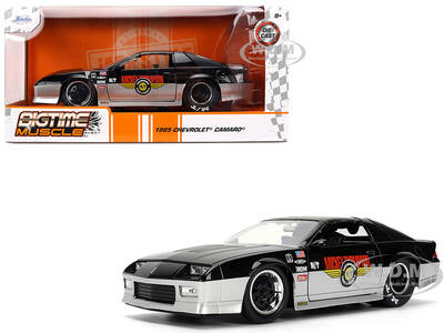 1985 Chevrolet Camaro Z28 Mickey Thompson Black and Silver Metallic Bigtime Muscle Series 1/24 Diecast Model Car by Jada