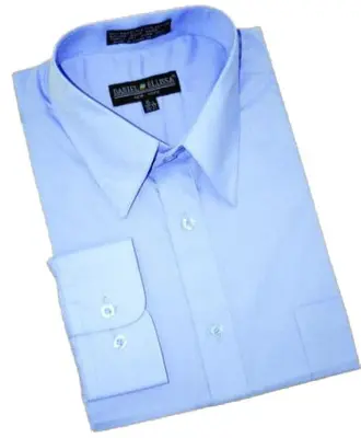 Light Blue ~ Sky Blue Cotton Blend Convertible Cuffs Men's Dress Shirt