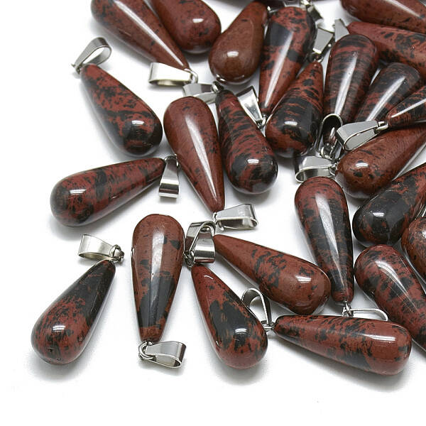Natural Mahogany Obsidian Pendants