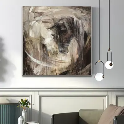 Horse Oil Painting on Canvas Abstract Horse Love Painting Equine Art for Horse Lover Brown Contemporary Wall Art Wall Decor |...