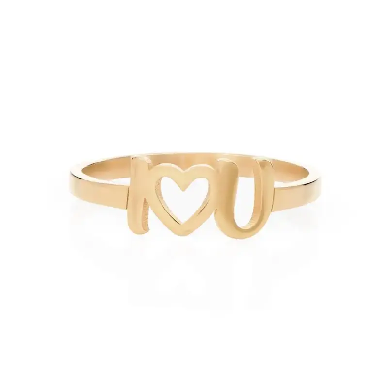 14K Gold Personalized Initial Letter Ring For Women
