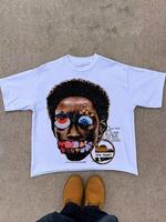 Men's Regular Fit Face Print Round Neck Graphic Tee, Casual Short Sleeve Crew Neck T-shirt for Summer, Fashion Men's Top for ...