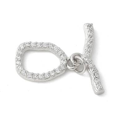 Brass Pave Clear Cubic Zirconia Toggle Clasps