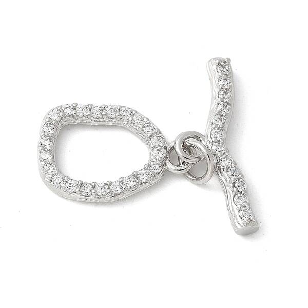 Brass Pave Clear Cubic Zirconia Toggle Clasps