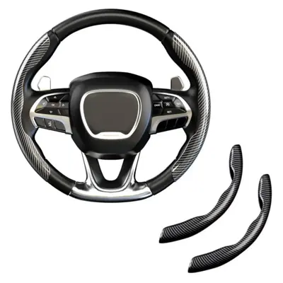 2 Piece Carbon Fiber Car Steering Wheel Cover Non-Slip, Multiple Color Options,Universal for Most Car Auto Interiors Accessor...