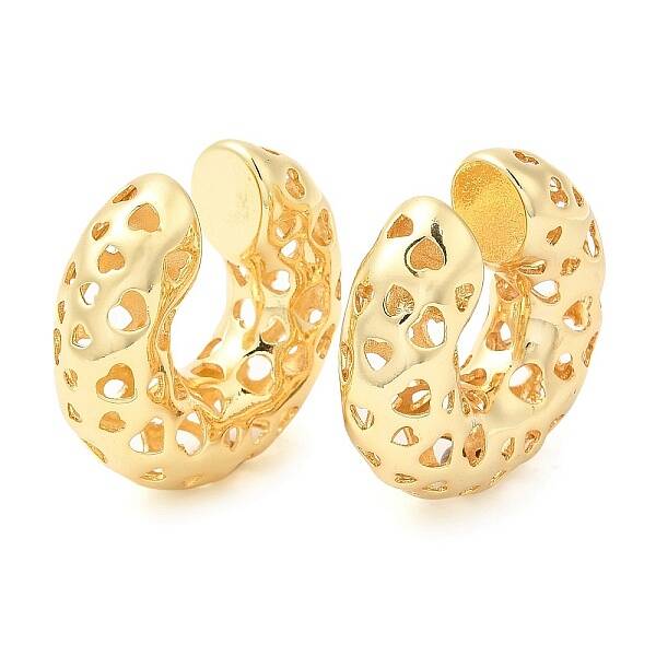 Brass Hollow Round Cuff Earrings