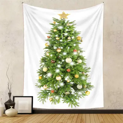 Glitter Bauble Pinetree Christmas Tapestry Wall Deco - Aperturee