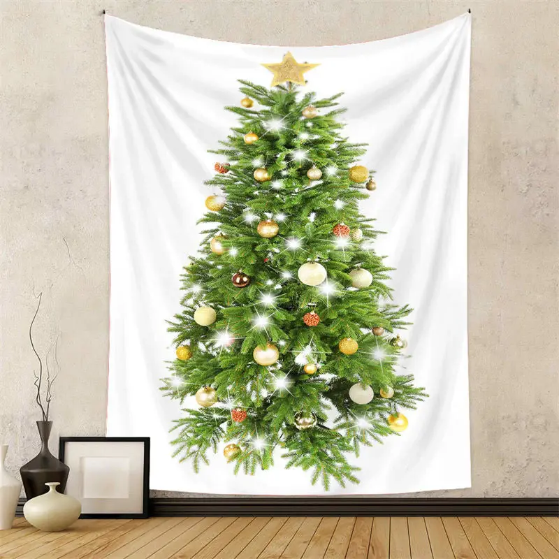 Glitter Bauble Pinetree Christmas Tapestry Wall Deco - Aperturee
