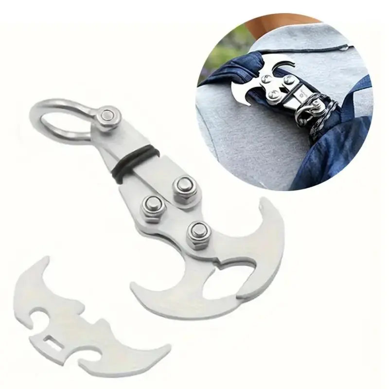 Stainless Steel Folding Grappling Hook, 1 Count Multifunctional Heavy Duty Grapple Hook & 1 Count Enhanced Grip Claws, Outdoo...