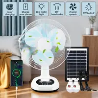 Solar Rechargeable Portable Fan with 2 LED Lights, 2-Speed Cooling Control – Perfect for Outdoor, Bedroom, Desk, and Floor ...
