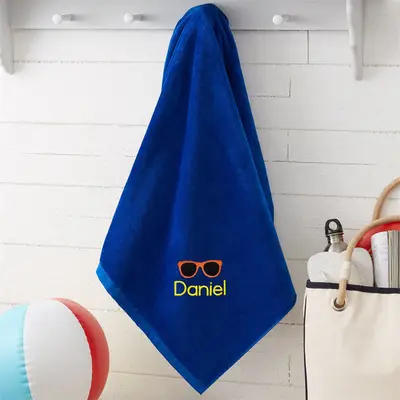 Blue Holiday Fun Summer Embroidered Beach Towel - Aperturee