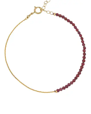 Ardella Gemstone Bracelet | Metal Color: Gold | Gemstone: Garnet | Length: Adjustable 7 - 8 inches