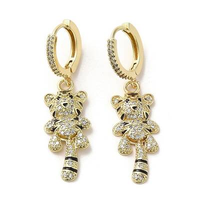 Raccoon Real 18K Gold Plated Brass Dangle Leverback Earrings