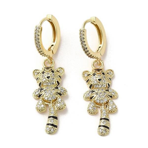 Raccoon Real 18K Gold Plated Brass Dangle Leverback Earrings