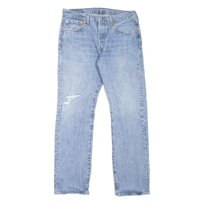 LEVI'S 501 Jeans Distressed Mens Blue Regular Straight W32 L32