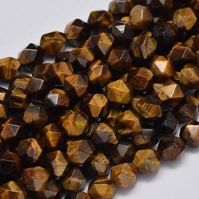 Faceted Natural Tiger Eye Beads Strands