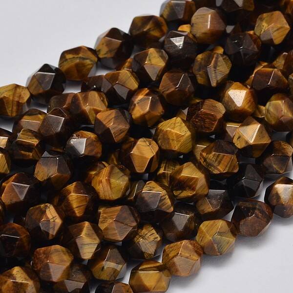 Faceted Natural Tiger Eye Beads Strands