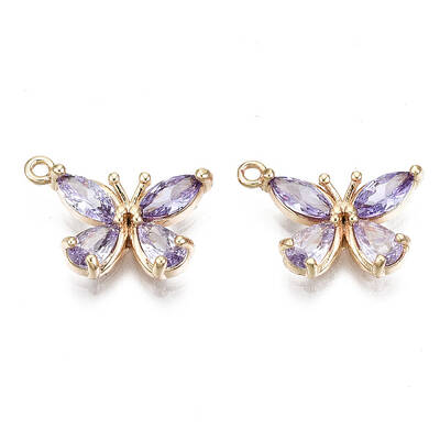 Real 18K Gold Plated Brass Micro Pave Cubic Zirconia Pendants