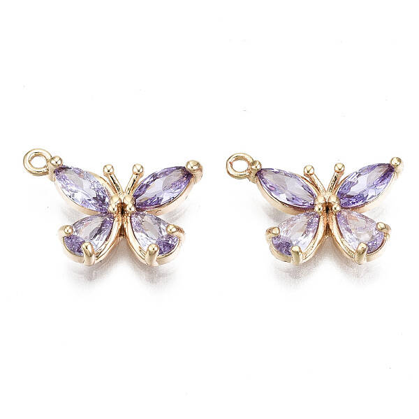 Real 18K Gold Plated Brass Micro Pave Cubic Zirconia Pendants