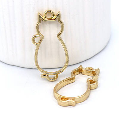Alloy Open Back Bezel Cat Shape Pendants